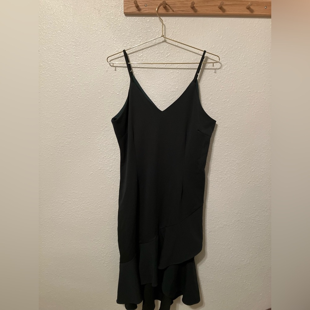 She + Sky Forest Green Asymmetrical Dress